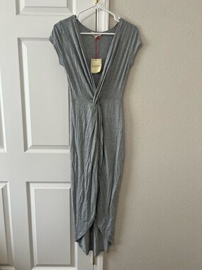 Rolla Coster Gray Twist Front Maxi Dress Size Small NWT